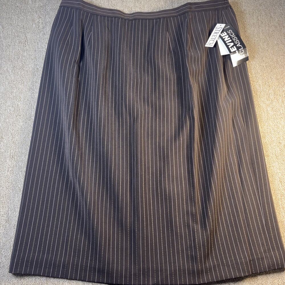 NWT Larry Levine Classics 22W 2X cocoa brown pinstripe career business skirt